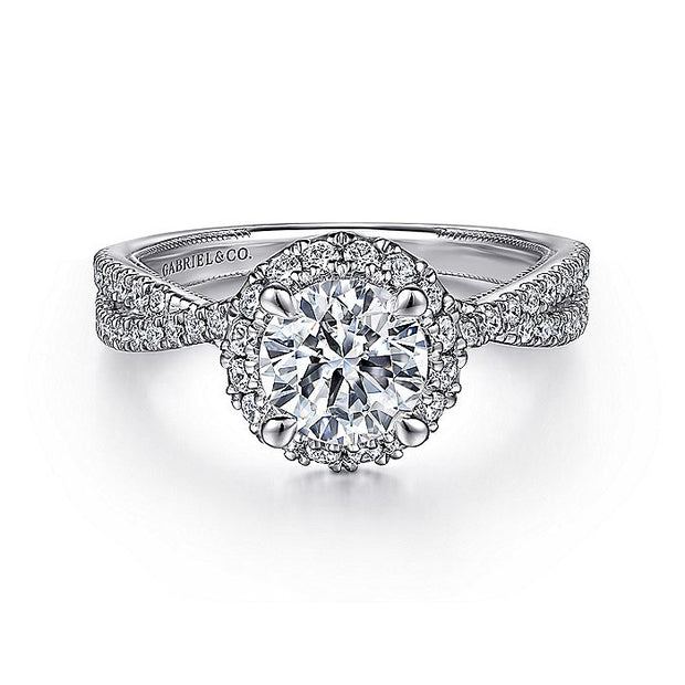 Gabriel & Co. ER15598Q4W44JJ 14K White Gold Round Halo Diamond Engagement Ring