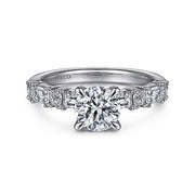 Gabriel & Co. ER15624R4W44JJ 14K White Gold Baguette and Round Diamond Engagement Ring