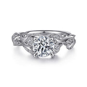 Gabriel & Co. ER15626R4W44JJ 14K White Gold Floral Round Diamond Engagement Ring