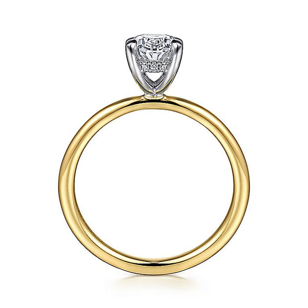 Gabriel & Co. ER15972O4M44JJ 14K White-Yellow Gold Hidden Halo Oval Diamond Engagement Ring