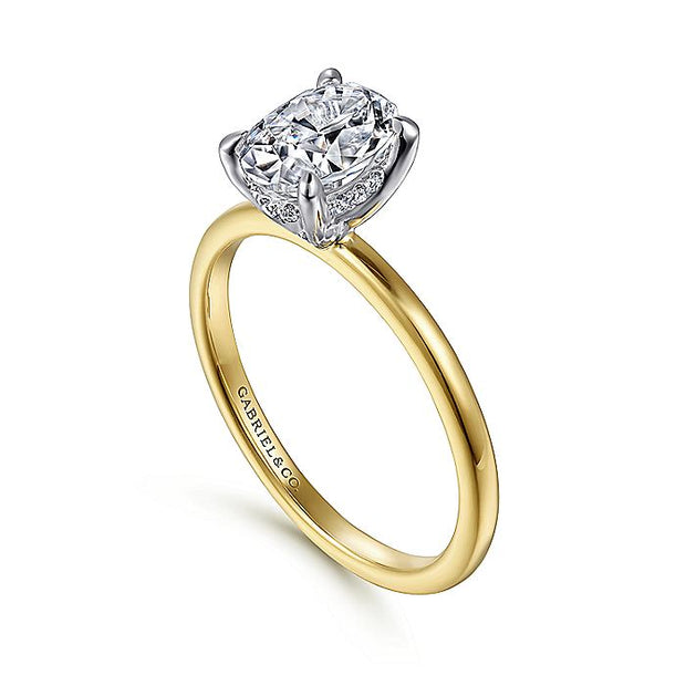 Gabriel & Co. ER15972O4M44JJ 14K White-Yellow Gold Hidden Halo Oval Diamond Engagement Ring