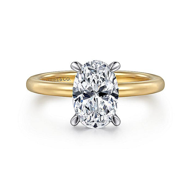 Gabriel & Co. ER15972O6M44JJ 14K White-Yellow Gold Hidden Halo Oval Diamond Engagement Ring