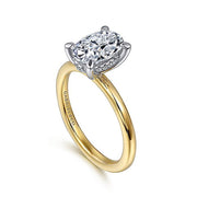 Gabriel & Co. ER15972O6M44JJ 14K White-Yellow Gold Hidden Halo Oval Diamond Engagement Ring