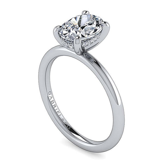 Gabriel & Co. ER15972O6W44JJ 14K White Gold Hidden Halo Oval Diamond Engagement Ring
