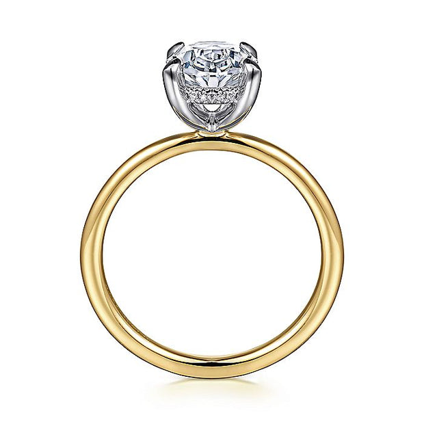 Gabriel & Co. ER15972O8M44JJ 14K White-Yellow Gold Hidden Halo Oval Diamond Engagement Ring