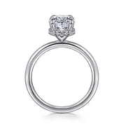 Gabriel & Co. ER16061O8W44JJ 14K White Gold Hidden Halo Oval Diamond Engagement Ring