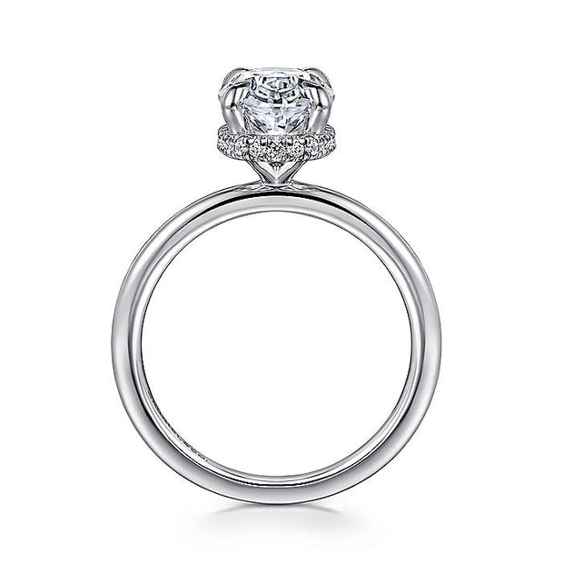 Gabriel & Co. ER16061O8W44JJ 14K White Gold Hidden Halo Oval Diamond Engagement Ring