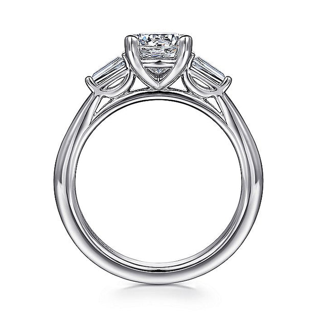 Gabriel & Co. ER16121R4W43JJ 14K White Gold Round Three Stone Diamond Engagement Ring