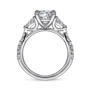 Gabriel & Co. ER16122R6W44JJ 14K White Gold Round Three Stone Diamond Engagement Ring