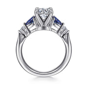 Gabriel & Co. ER6002W44SA 14K White Gold Round Five Stone Sapphire and Diamond Engagement Ring
