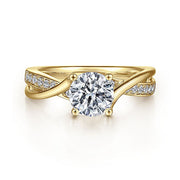 Gabriel & Co. ER6360Y44JJ 14K Yellow Gold Round Diamond Twisted Engagement Ring