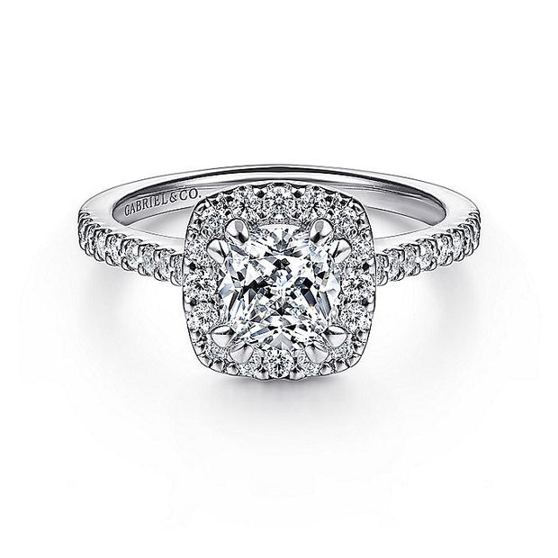 Gabriel & Co. ER6419C4W44JJ 14K White Gold Cushion Halo Diamond Engagement Ring