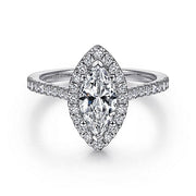 Gabriel & Co. ER6419M4W44JJ 14K White Gold Marquise Halo Diamond Engagement Ring