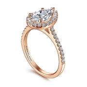 Gabriel & Co. ER6419P4K44JJ 14K Rose Gold Pear Shape Halo Diamond Engagement Ring
