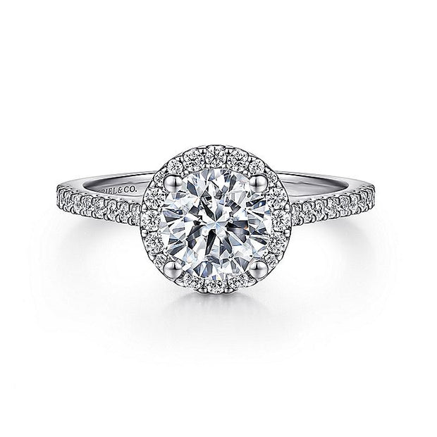 Gabriel & Co. ER6419W44JJ 14K White Gold Round Halo Diamond Engagement Ring