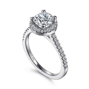 Gabriel & Co. ER6419W44JJ 14K White Gold Round Halo Diamond Engagement Ring