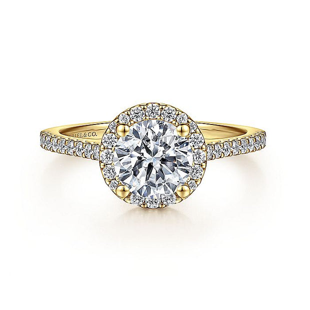 Gabriel & Co. ER6419Y44JJ 14K Yellow Gold Round Halo Diamond Engagement Ring