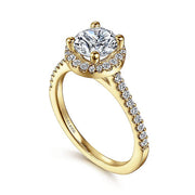 Gabriel & Co. ER6419Y44JJ 14K Yellow Gold Round Halo Diamond Engagement Ring