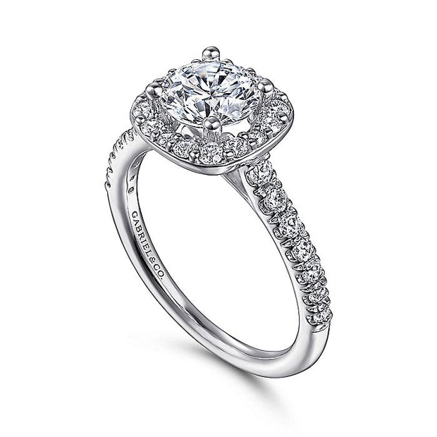 Gabriel & Co. ER6872PT4JJ Platinum Cushion Halo Round Diamond Engagement Ring