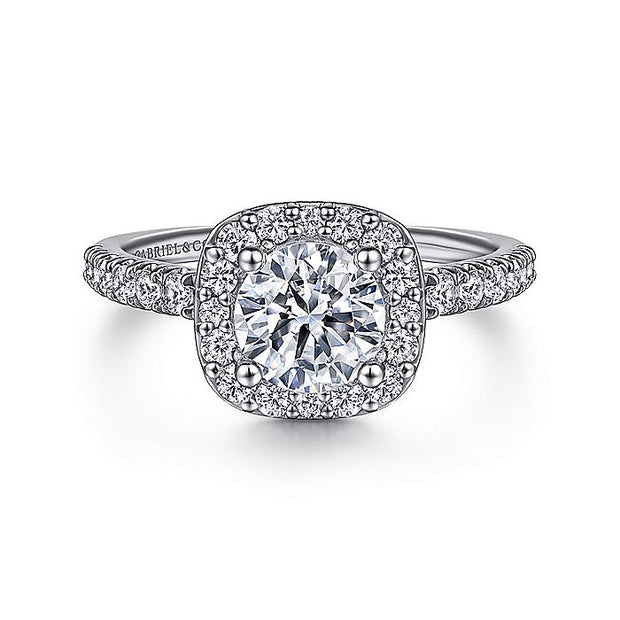 Gabriel & Co. ER6872W44JJ 14K White Gold Cushion Halo Round Diamond Engagement Ring