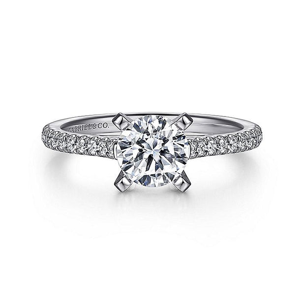Gabriel & Co. ER7224W44JJ 14K White Gold Round Diamond Engagement Ring