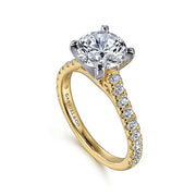 Gabriel & Co. ER7225R8M44JJ 14K White-Yellow Gold Round Diamond Engagement Ring
