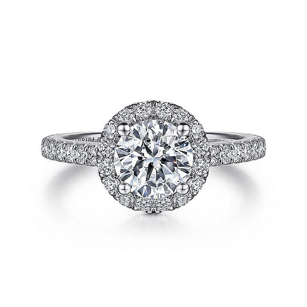 Gabriel & Co. ER7259W44JJ 14K White Gold Round Halo Diamond Engagement Ring