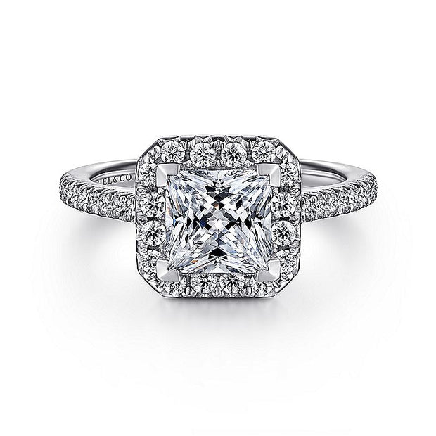 Gabriel & Co. ER7266W44JJ 14K White Gold Princess Halo Diamond Engagement Ring