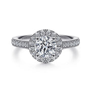 Gabriel & Co. ER7278PT4JJ Vintage Inspired Platinum Round Halo Diamond Engagement Ring