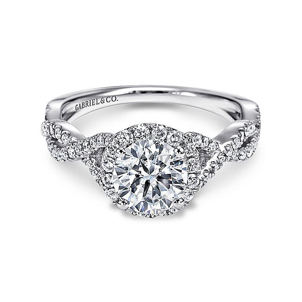 Gabriel & Co. ER7543W44JJ 14K White Gold Round Halo Diamond Engagement Ring