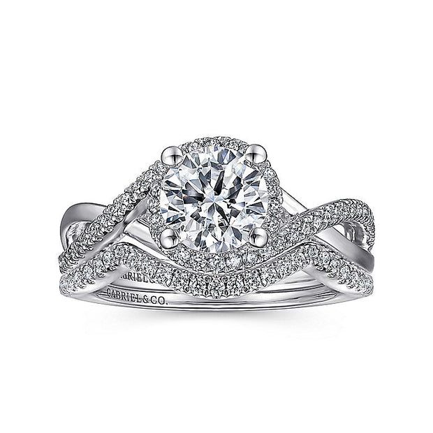 Gabriel & Co. ER7804W44JJ 14K White Gold Round Halo Diamond Engagement Ring