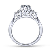 Gabriel & Co. ER7995W44JJ 14K White Gold Round Three Stone Cluster Diamond Engagement Ring