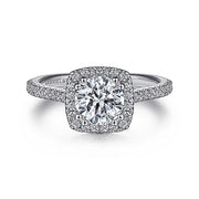 Gabriel & Co. ER8152W44JJ 14K White Gold Cushion Halo Round Diamond Engagement Ring