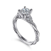 Gabriel & Co. ER8817W44JJ 14K White Gold Round Twisted Diamond Engagement Ring