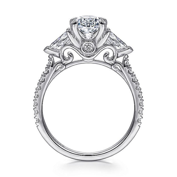 Gabriel & Co. ER9048W44JJ 14K White Gold Oval Three Stone Diamond Engagement Ring