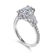 Gabriel & Co. ER9048W44JJ 14K White Gold Oval Three Stone Diamond Engagement Ring