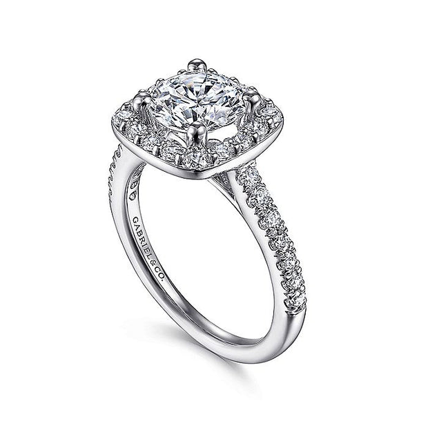 Gabriel & Co. ER9320W44JJ 14K White Gold Round Halo Diamond Engagement Ring