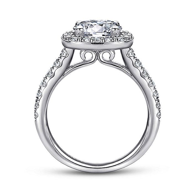 Gabriel & Co. ER9321W44JJ 14K White Gold Cushion Halo Round Diamond Engagement Ring