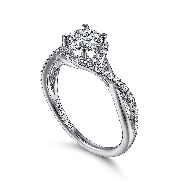 Gabriel & Co. ER9337W44JJ 14K White Gold Round Twisted Diamond Engagement Ring