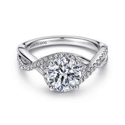 Gabriel & Co. ER9338W44JJ 14K White Gold Round Twisted Diamond Engagement Ring