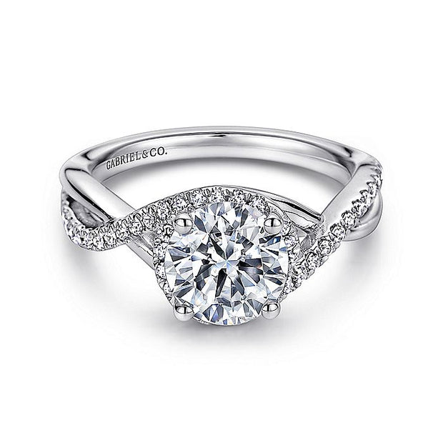Gabriel & Co. ER9338W44JJ 14K White Gold Round Twisted Diamond Engagement Ring