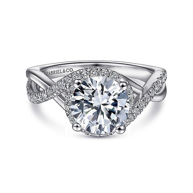 Gabriel & Co. ER9339W44JJ 14K White Gold Round Twisted Diamond Engagement Ring
