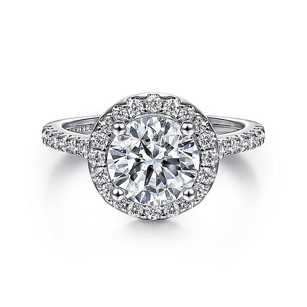 Gabriel & Co. ER9349W44JJ 14K White Gold Round Halo Diamond Engagement Ring