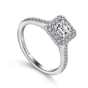 Gabriel & Co. ER9382W44JJ 14K White Gold Princess Halo Diamond Engagement Ring