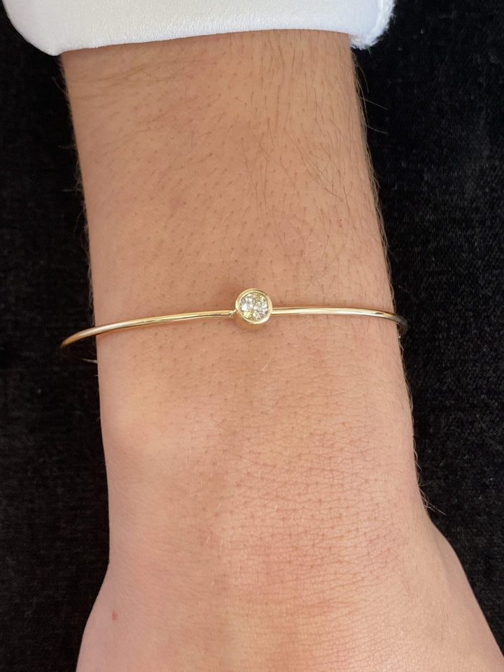 Round Bezel Set Bangle