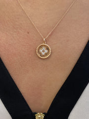 14 Karat Rose Gold and Diamond Pendant Necklace by IZI Creations