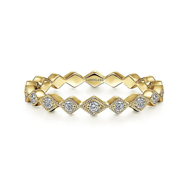Gabriel & Co. LR4379Y45JJ 14K Yellow Gold Geometric Diamond Stackable Ring