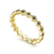 Gabriel & Co. LR4379Y4JBD 14K Yellow Gold Geometric Black Diamond Stackable Ring