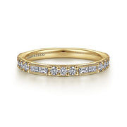Gabriel & Co. LR4572Y45JJ 14K Yellow Gold Baguette and Round Diamond Stackable Ring