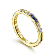 Gabriel & Co. LR4572Y45SA 14K Yellow Gold Sapphire Baguette and Diamond Stackable Ring